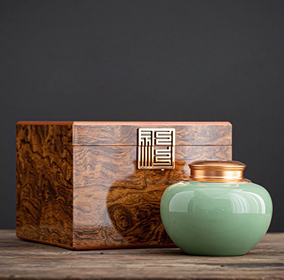 HŨ ĐỰNG TRÀ SỨ KÈM HỘP GỖ